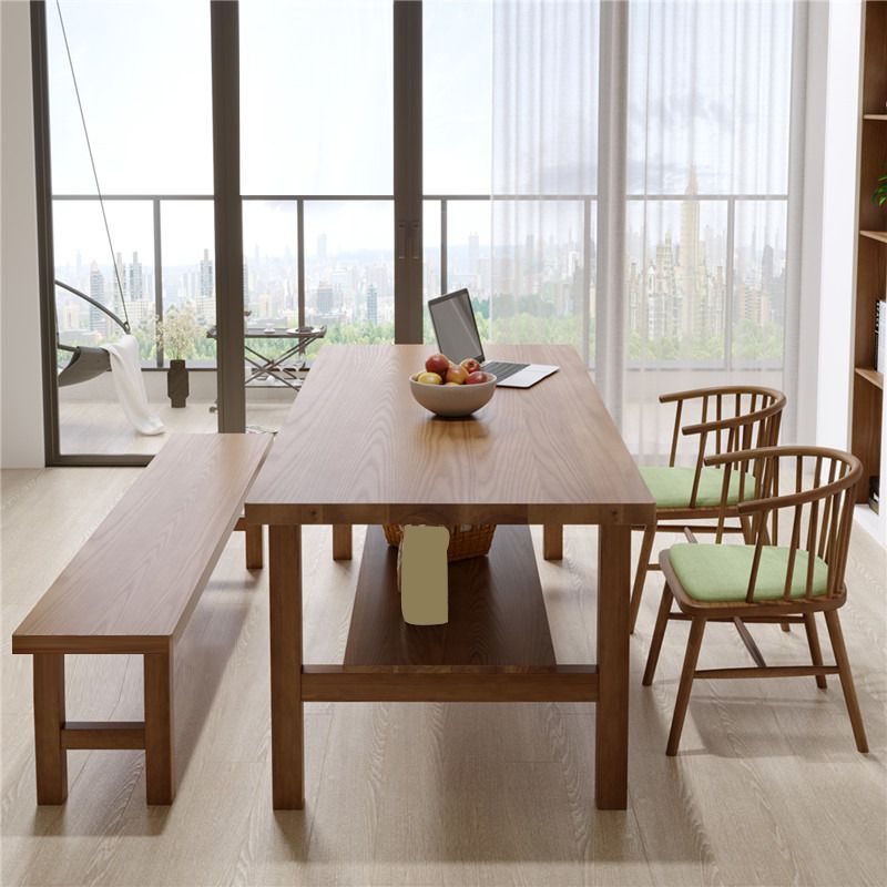 Simplicity Dinette Table Solid Wood Rectangle Dining Room Table in Brown Clearhalo 'Dining Tables & Seating' 'Dining Tables' 'dining_table' 'furn' 'furn_dining_table' 'Furniture' 'Kitchen & Dining Furniture' 1200x1200_4ff59132-d863-4785-9a01-a5b743f7742b