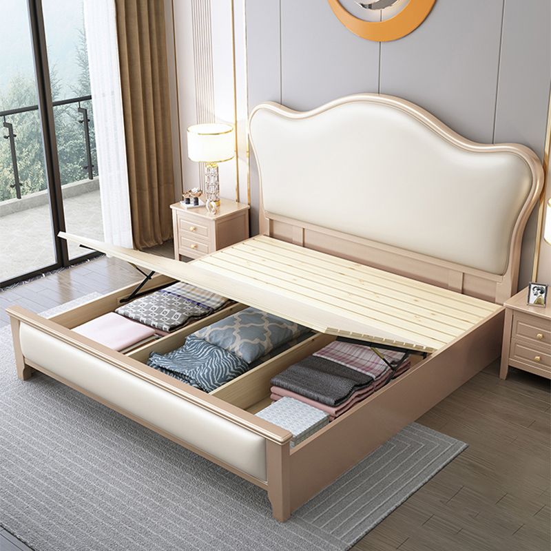Modern Wood and Upholstered Standard Bed 57.5" Tall Panel Bed Clearhalo 'Bedroom Furniture' 'Beds' 'furn' 'furn_beds' 'Furniture' 1200x1200_4ff61362-a5c1-4581-875e-ea3aaf533467