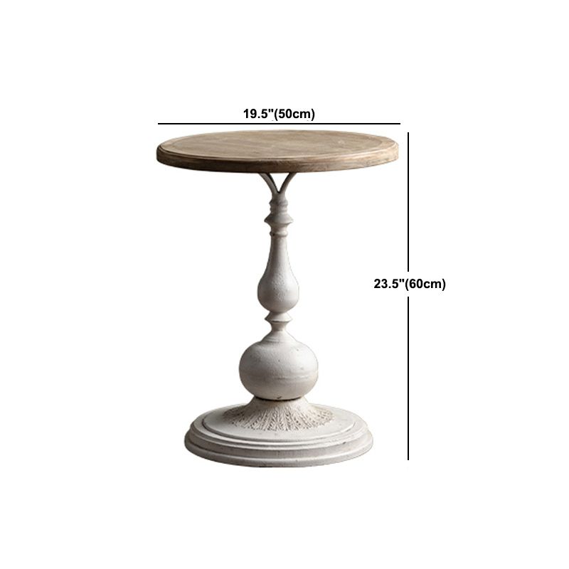 Mesa de cóctel envejecida de estilo francés, mesa de centro con pedestal de madera para sala de estar