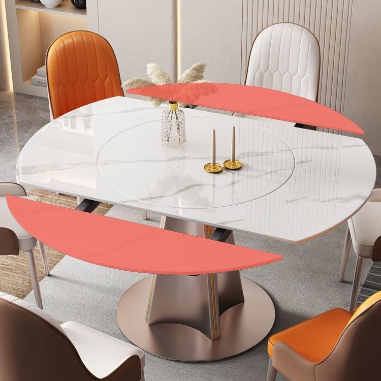 Metal Pedestal Dining Table Extendable Dining Table for Kitchen Clearhalo 'Dining Tables & Seating' 'Dining Tables' 'dining_table' 'furn' 'furn_dining_table' 'Furniture' 'Kitchen & Dining Furniture' 1200x1200_4ff82e3c-b169-4098-b2eb-60f9e635df72