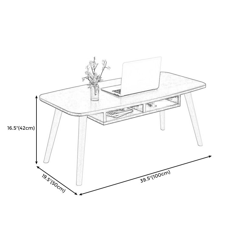 Tavolino rettangolare con legno artificiale/top nero/nero su 4 gambe tavolino