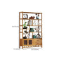 Contemporary Vertical Etagere Open Book Shelf Brown Bamboo Bookshelf for Study Room