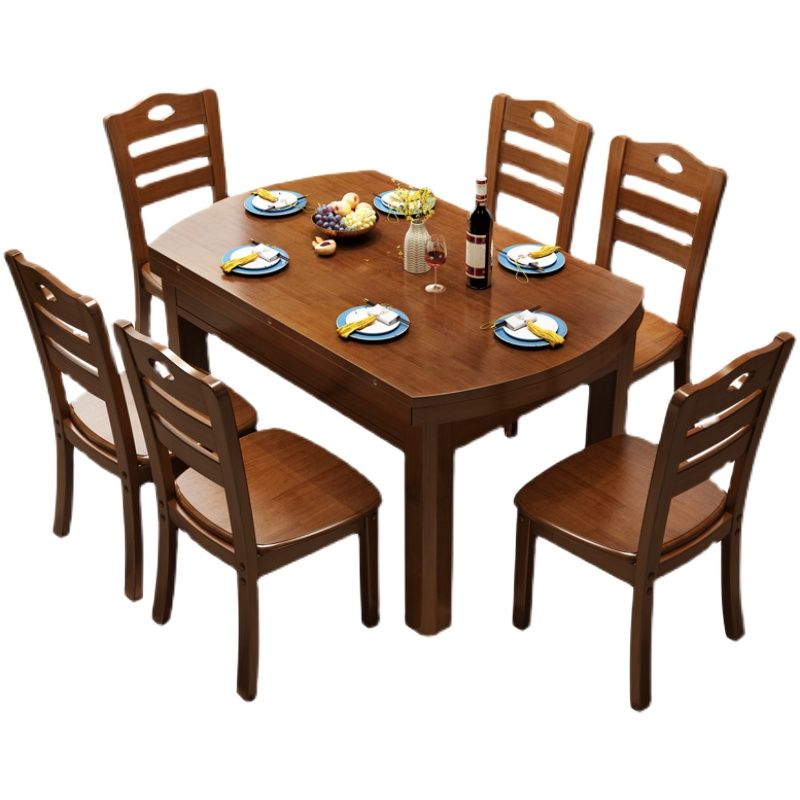 Tavolo da pranzo scalabile tradizionale in legno con base in gomma per sala da pranzo