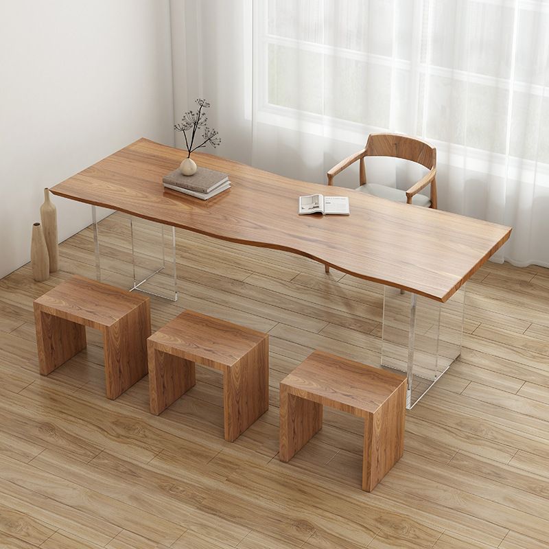 Table en bois massif contemporain pour table rectangle de restaurant avec base acrylique