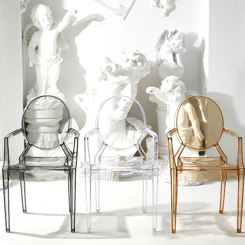 Contemporary Plastic Restaurant Arm Chair Transparent Open Back Dining Chair (Set of 4) Clearhalo ' kitchen&dining_furn' 'Dining Chairs' 'Dining Tables & Seating' 'dining_chair' 'furn' 'furn_dining_chair' 'Furniture' 'furniture_dining_chair' 'Kitchen & Dining Furniture' 'kitchen' 1200x1200_4ffd1255-1a03-43b2-aa9a-03711494e117