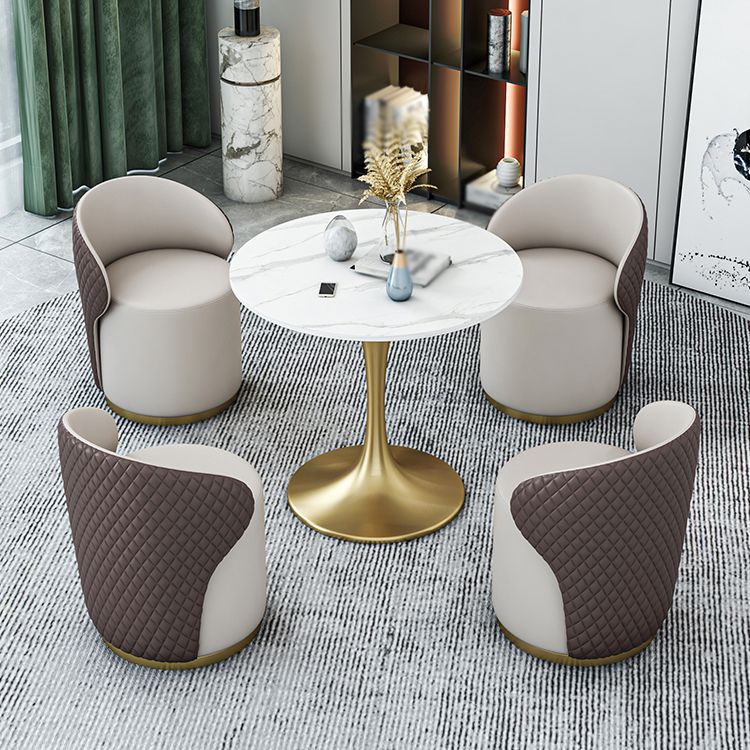 Glam 1/2/4/5 Pieces Gold Dinette Set with White Sintered Stone Top Round Dining Table Set Clearhalo 'Dining Room Sets' 'Dining Tables & Seating' 'dining_room_set' 'furn' 'furn_dining_room_set' 'Furniture' 'furniture_dining_room_set' 'Kitchen & Dining Furniture' 1200x1200_4ffe7fd4-69ae-4202-84e7-5766b6f100df