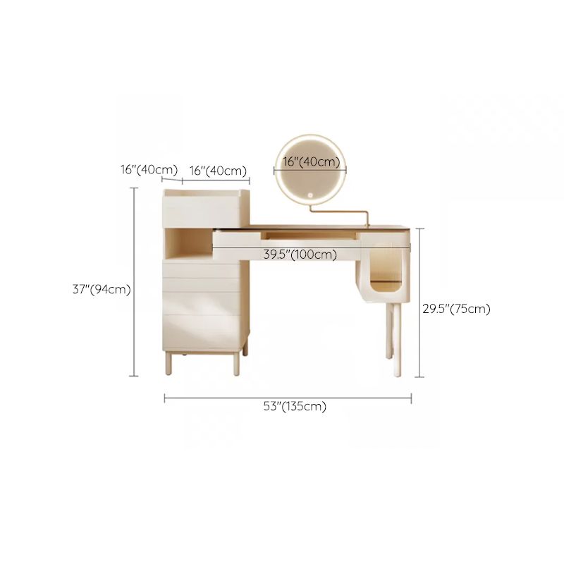 Contemporary Brown Glass Vanity Table with Stool Drawers Included Dressing Table