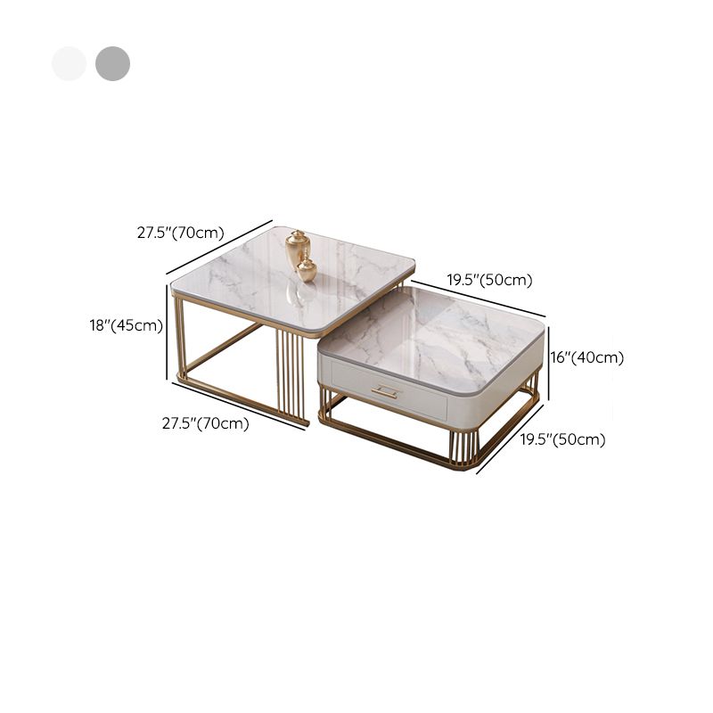 Frame Base 2 Nesting Coffee Table with Storage Metal Coffee Table Set Clearhalo 'Coffee & Accent Tables' 'Coffee Tables' 'coffee_tables' 'furn' 'furn_coffee_tables' 'Furniture' 'Living Room Furniture' 1200x1200_4fff674e-3bce-43a1-a95a-2b5a29c1c36a