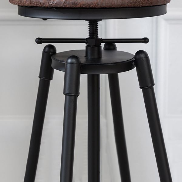 Tabouret industriel en métal, siège rond en bois, tabouret de comptoir réglable, finition mate