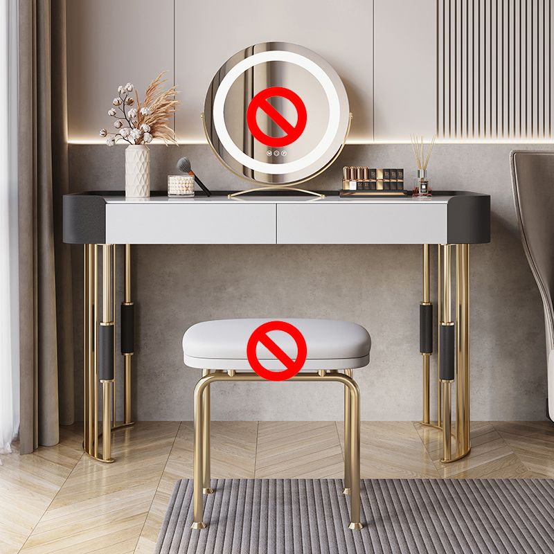 Mesa de tocador de 2 piezas con tocador de maquillaje de piedra acolchada