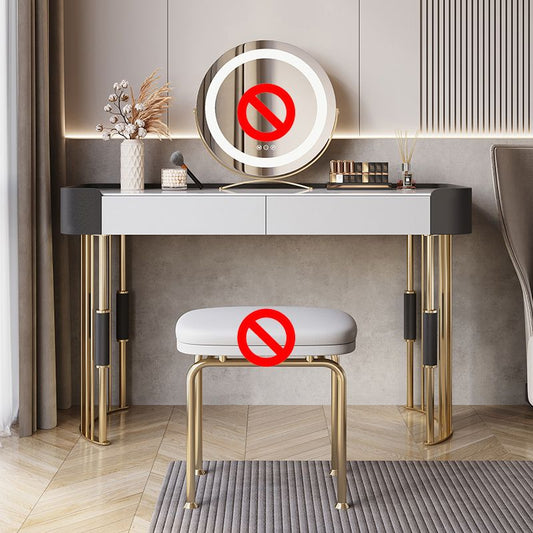 2-teiliger Waschtisch mit gepolstertem Stuhl Stein Top Make-up Eitelkeit