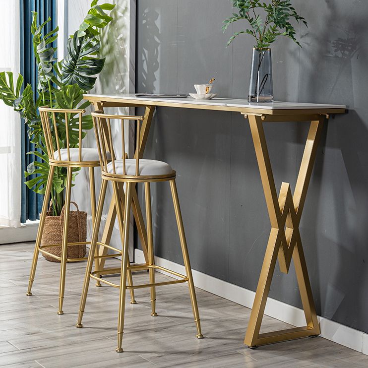 Stone Bar Table Glam Rectangle Bar Dining Table with Double Pedestal for Living Room Clearhalo 'Bar Furniture' 'Bar Tables' 'bar_tables' 'furn' 'furn_bar_tables' 'Furniture' 'Kitchen & Dining Furniture' 1200x1200_50045b98-6b9d-440e-befe-2e80dbec9c75