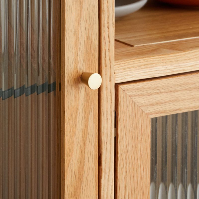 Pine Display Stand Contemporary Glass Doors China Cabinet with Drawers