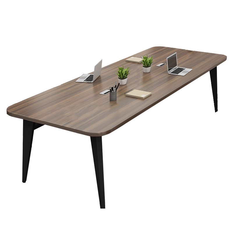 Madera de mesa de escritura de oficina rectangular con 4 patas en marrón