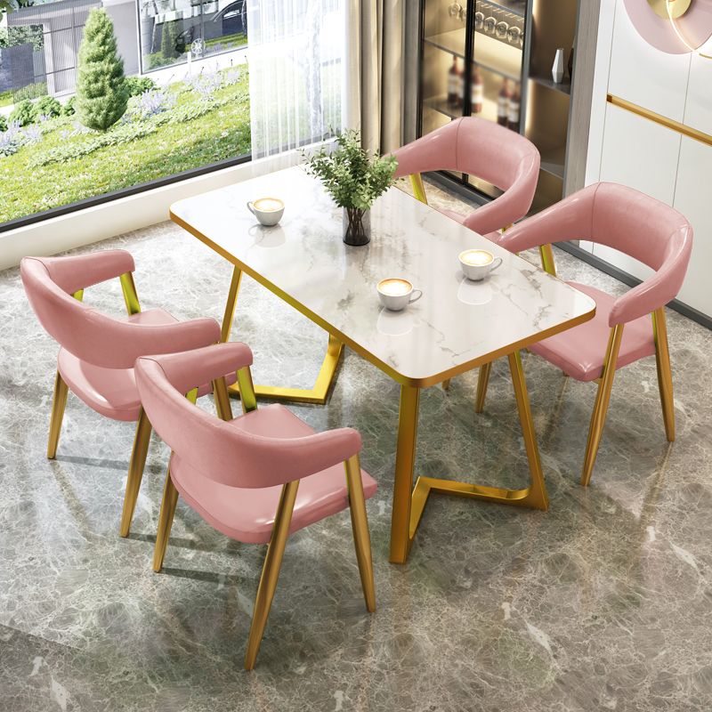 Glam 1/2/5 Pieces Dining Set Stone Geometry Wood Dining Table for Dining Room Clearhalo 'Dining Room Sets' 'Dining Tables & Seating' 'dining_room_set' 'furn' 'furn_dining_room_set' 'Furniture' 'furniture_dining_room_set' 'Kitchen & Dining Furniture' 'kitchen&dining_furn' 'kitchen' 1200x1200_5005d305-a815-4cc1-bb7b-90d042a71675