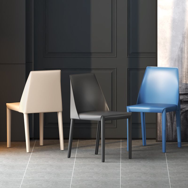Chaise de salle à manger en cuir de cuisine moderne, chaise Parsons en finition mate pour la maison