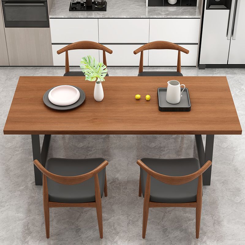 Metal Sled Base Dining Table Modern Solid Wood Top Dining Table in Brown and Black Clearhalo 'Dining Tables & Seating' 'Dining Tables' 'dining_table' 'furn' 'furn_dining_table' 'Furniture' 'furniture_dining_table' 'Kitchen & Dining Furniture' 'kitchen' 'kitchen_dining_table' 1200x1200_5007efec-f075-45ea-a97a-bd2152a96a9b