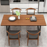 Metal Sled Base Dining Table Modern Solid Wood Top Dining Table in Brown and Black Clearhalo 'Dining Tables & Seating' 'Dining Tables' 'dining_table' 'furn' 'furn_dining_table' 'Furniture' 'furniture_dining_table' 'Kitchen & Dining Furniture' 'kitchen' 'kitchen_dining_table' 1200x1200_5007efec-f075-45ea-a97a-bd2152a96a9b