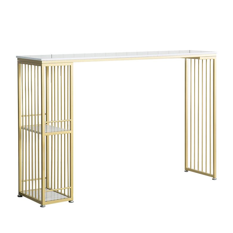 Tavolo da bar del patio contemporaneo rettangolare doppio tavolino in marmo bianco.