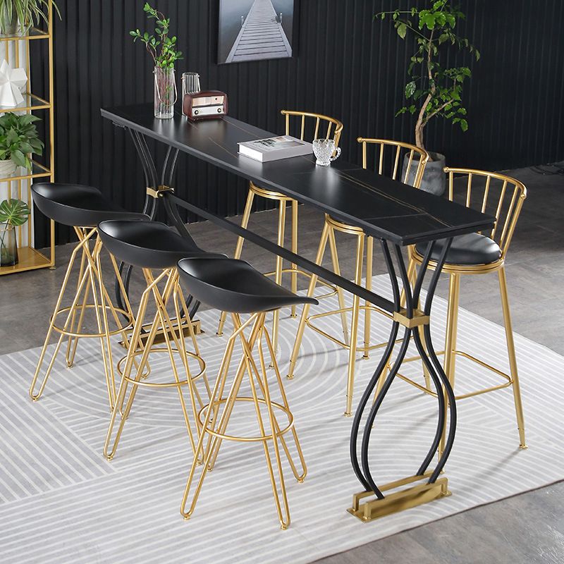Rectangle Sintered Stone Dining Table Black and Metal Base Bar Table Clearhalo 'Bar Furniture' 'Bar Tables' 'bar_tables' 'furn' 'furn_bar_tables' 'Furniture' 'Kitchen & Dining Furniture' 1200x1200_5009d01f-0a77-4245-a5ac-b69856f19bf6