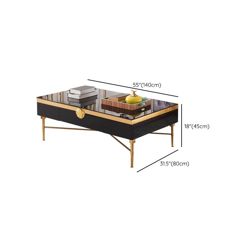 Glam 4 Legs Single Black Glass and Metal Coffee Or End Table