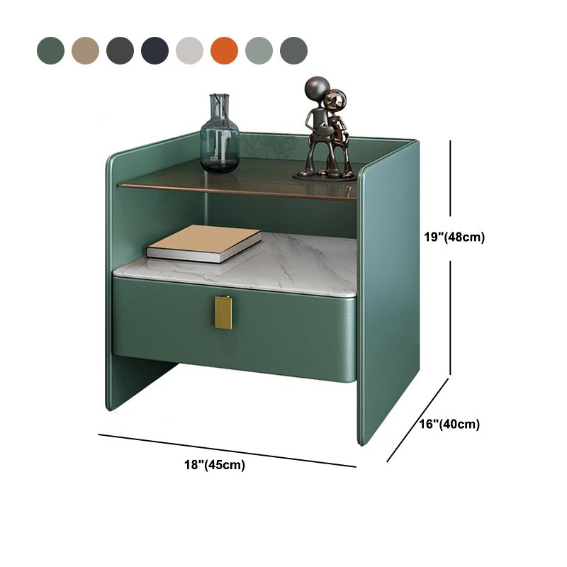 Glazen top 19 inch h nachttafel open opslag modern 1-lading nachtkastje