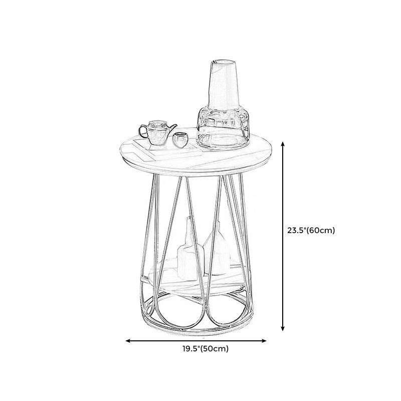 Frame Steel Tube Base Designed with Round Table Top Made of Rock PlateSide Table
