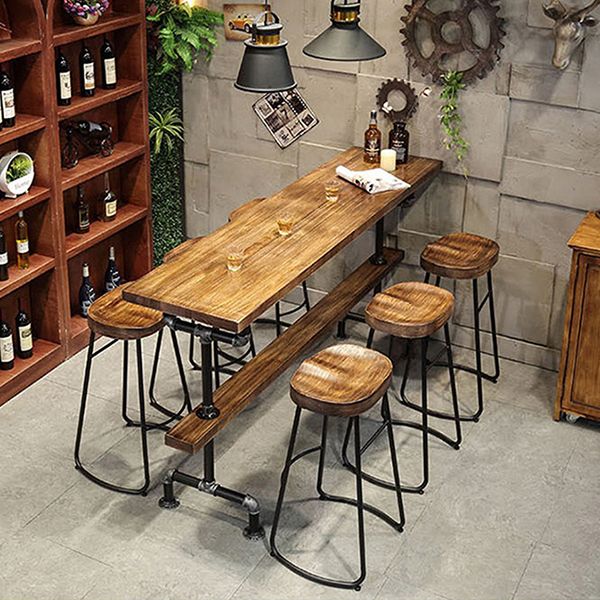 Mesa de pub contemporánea Mesa de bar rectangular de madera maciza para interiores