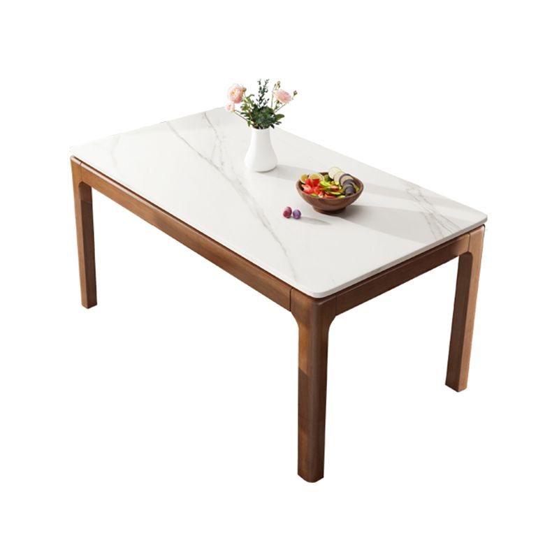 Rectangle Stone Top Dining Table Rubberwood Solid Wood 4 Legs Dining Table Clearhalo 'Dining Tables & Seating' 'Dining Tables' 'dining_table' 'furn' 'furn_dining_table' 'Furniture' 'Kitchen & Dining Furniture' 1200x1200_500fa18b-a85b-43b6-89f2-faa5be87a151