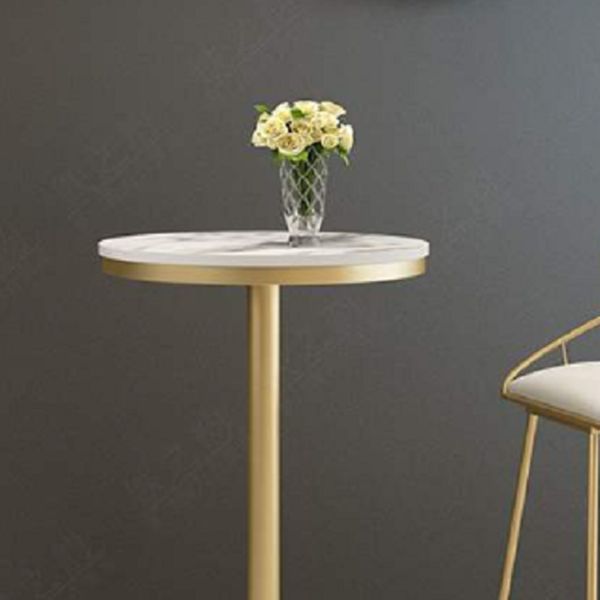 Glam Bar Dining Table Pedestal White Bistro Bar Table with Metal Base Clearhalo 'Bar Furniture' 'Bar Tables' 'bar_tables' 'furn' 'furn_bar_tables' 'Furniture' 'Kitchen & Dining Furniture' 1200x1200_50103055-4656-496f-9fb2-fe6ebd521a8c