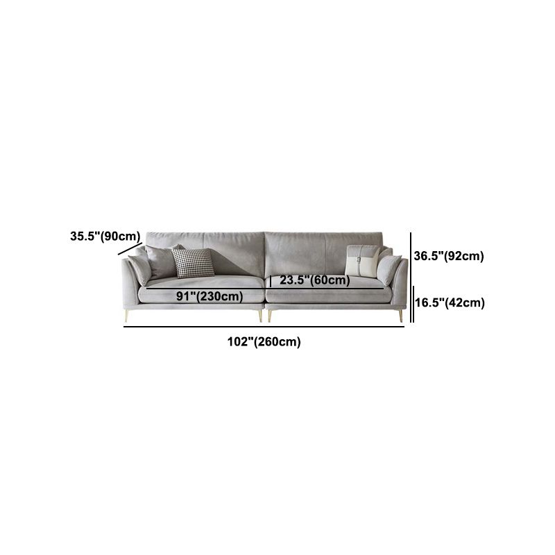 with Pillows Contemporary Sloped Arm Standard Settee Couch in Grey Clearhalo 'furn' 'furn_sofas' 'Furniture' 'Living Room Furniture' 'Sofa' 'sofas' 1200x1200_501062b0-3c3e-4da5-b3b1-8fd30f206519