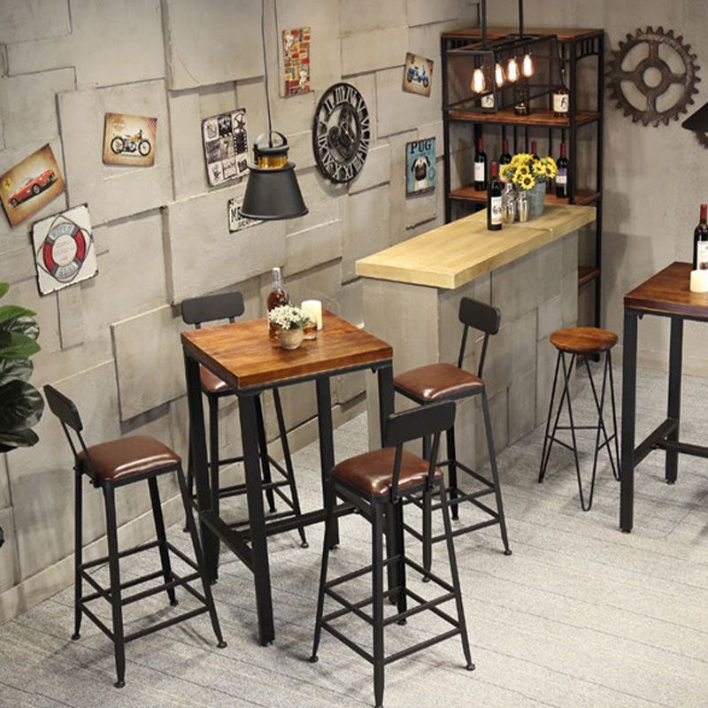 Brown Solid Wood Bar Table Industrial Dining Table for Kitchen Living Room Clearhalo 'Bar Furniture' 'Bar Tables' 'bar_tables' 'furn' 'furn_bar_tables' 'Furniture' 'Kitchen & Dining Furniture' 1200x1200_50108052-4129-4e44-b360-a8486c34c232