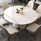 Nordic Round Sintered Stone Dining Table of 5/7 with Metal Base Foldable Dining Set for Restaurant Clearhalo 'Dining Room Sets' 'Dining Tables & Seating' 'dining_room_set' 'furn' 'furn_dining_room_set' 'Furniture' 'furniture_dining_room_set' 'Kitchen & Dining Furniture' 'kitchen&dining_furn' 'kitchen' 1200x1200_5011d08a-a95d-4b24-b6f0-5e637fffe447