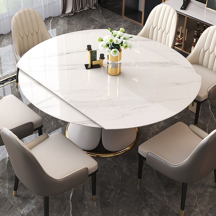Nordic Round Sintered Stone Dining Table of 5/7 with Metal Base Foldable Dining Set for Restaurant Clearhalo 'Dining Room Sets' 'Dining Tables & Seating' 'dining_room_set' 'furn' 'furn_dining_room_set' 'Furniture' 'furniture_dining_room_set' 'Kitchen & Dining Furniture' 'kitchen&dining_furn' 'kitchen' 1200x1200_5011d08a-a95d-4b24-b6f0-5e637fffe447