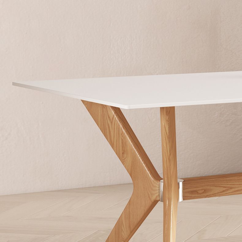Modern Style Rectangle Table Sintered Stone Dining Table with Wood Legs Clearhalo 'Dining Tables & Seating' 'Dining Tables' 'dining_table' 'furn' 'furn_dining_table' 'Furniture' 'Kitchen & Dining Furniture' 1200x1200_5011eabc-6d11-4f41-81c3-24789cc76eff