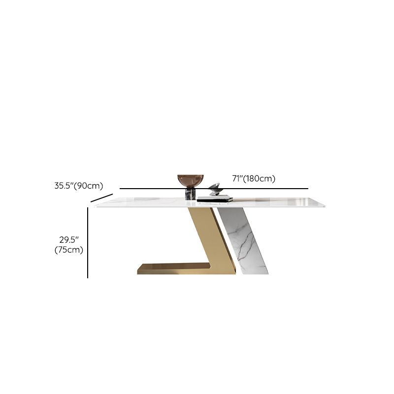 Glam Dining Rectangle Table Sintered Stone Table with Metal Legs for Home Use Clearhalo 'Dining Tables & Seating' 'Dining Tables' 'dining_table' 'furn' 'furn_dining_table' 'Furniture' 'Kitchen & Dining Furniture' 1200x1200_501224ca-68e6-4148-8542-6a8eb0d72feb