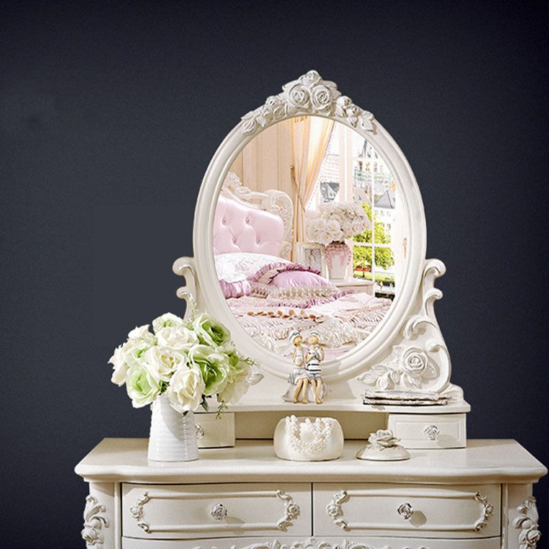 Victorian Solid Artificial Wood Vanity Dressing Table 4 Drawer Makeup Vanity Desk Clearhalo 'Bedroom Furniture' 'furn' 'furn_makeup_vanities' 'Furniture' 'Makeup Vanities' 'makeup_vanities' 1200x1200_50140e8e-a4fd-4817-a245-697c268d844f