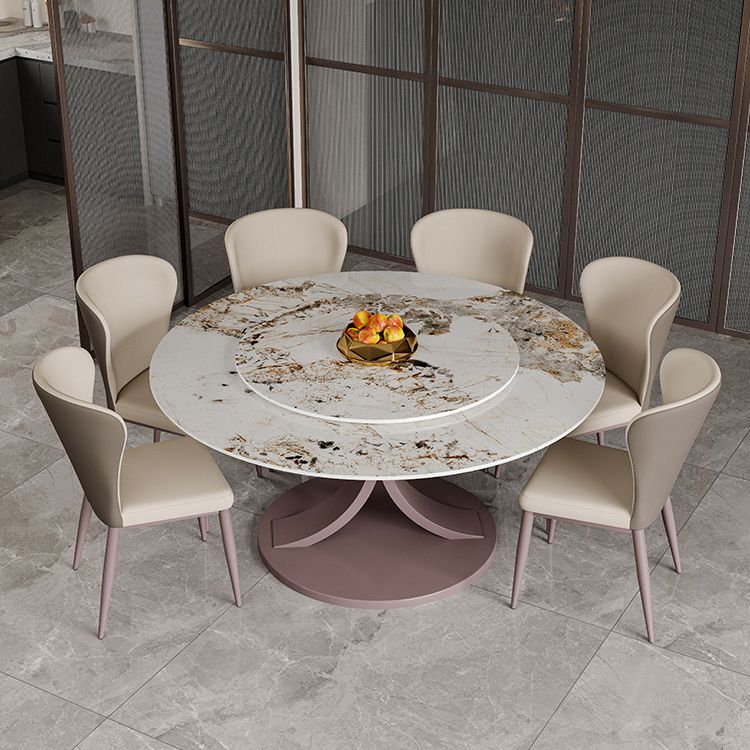Round Sintered Stone Dining Table Modern Convertible Furniture with Pedestal Base Clearhalo 'Dining Tables & Seating' 'Dining Tables' 'dining_table' 'furn' 'furn_dining_table' 'Furniture' 'Kitchen & Dining Furniture' 1200x1200_501564fe-5665-4fda-8e25-cbe7ae293b43