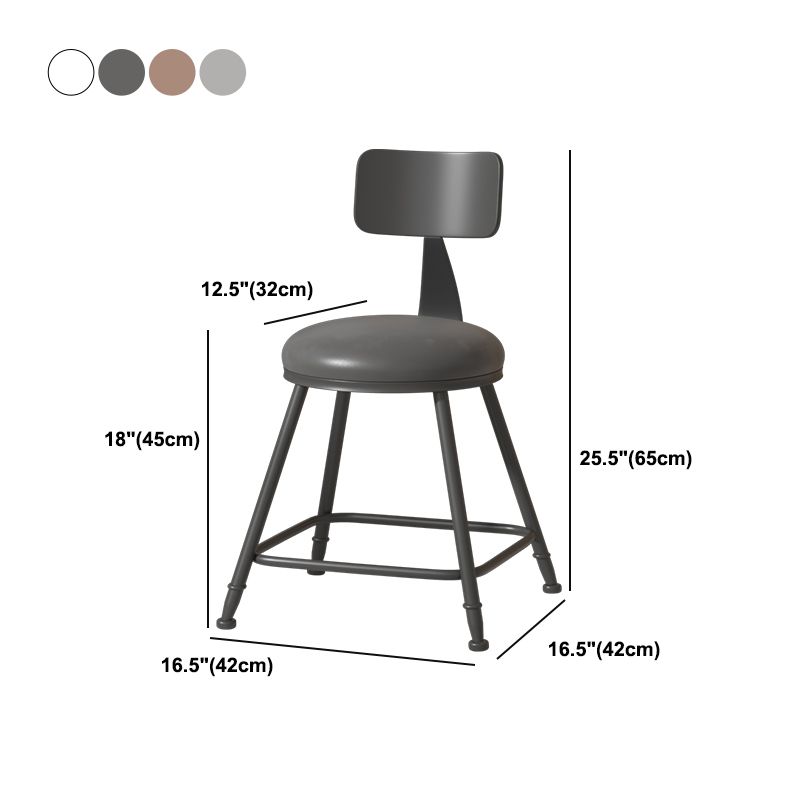 Modern Armless Backrest Counter Stool Iron Cafe Bar Stool with Leather Cushion Clearhalo 'Bar Furniture' 'Bar Stools' 'bar_stools' 'furn' 'furn_bar_stools' 'Furniture' 'furniture_bar_stools' 'Kitchen & Dining Furniture' 1200x1200_5017072b-a900-4ef3-b432-240c04494c4c