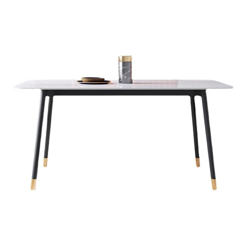 Rectangle Sintered Stone Dining Table Traditional Luxury Dining Table with Black Frame Clearhalo ' dining_table' 'Dining Tables & Seating' 'Dining Tables' 'furn' 'furn_dining_table' 'Furniture' 'furniture_dining_table' 'Kitchen & Dining Furniture' 'kitchen&dining_furn' 'kitchen' 'kitchen_dining_table' 1200x1200_50186ed5-0f41-4af2-a99d-99e41e046864