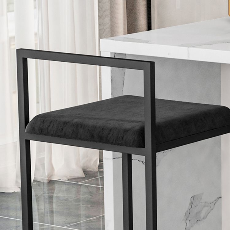 Modern Backrest Armless Counter Stool Iron Kitchen Bar Stool with Velvet Cushion and Pedal Clearhalo 'Bar Furniture' 'Bar Stools' 'bar_stools' 'furn' 'furn_bar_stools' 'Furniture' 'furniture_bar_stools' 'Kitchen & Dining Furniture' 1200x1200_5018b38d-a01a-4341-95ed-346f6eeb3fcb