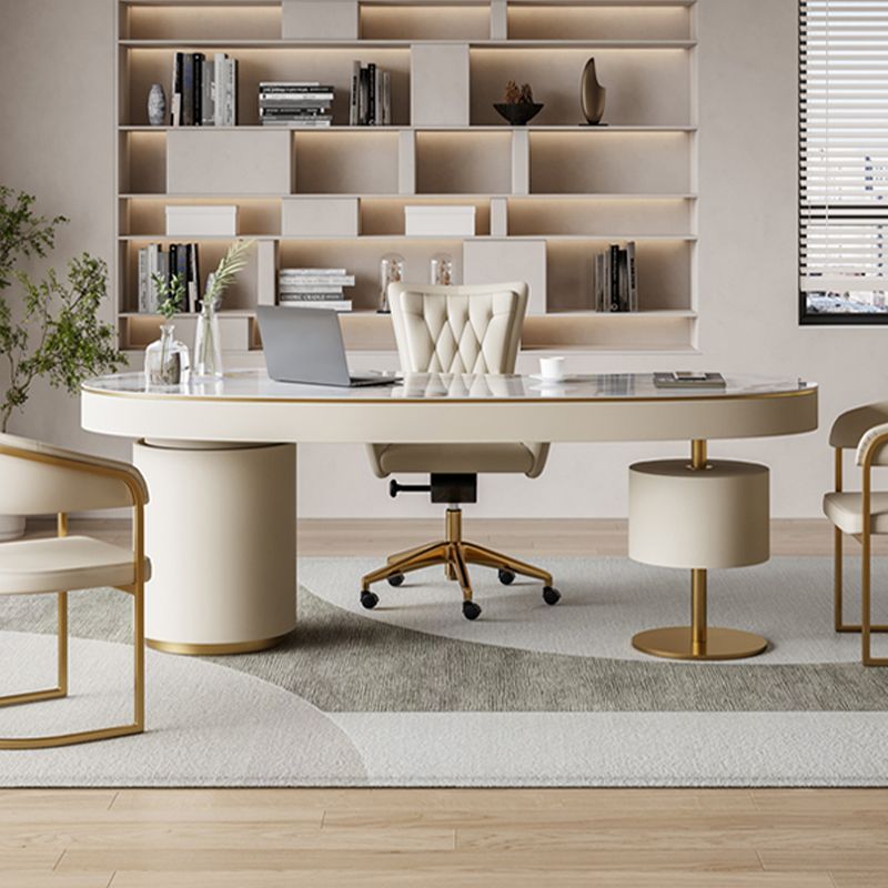 Desk di Office Stone Modern Stone Desk a forma irregolare con 2 gambe per ufficio