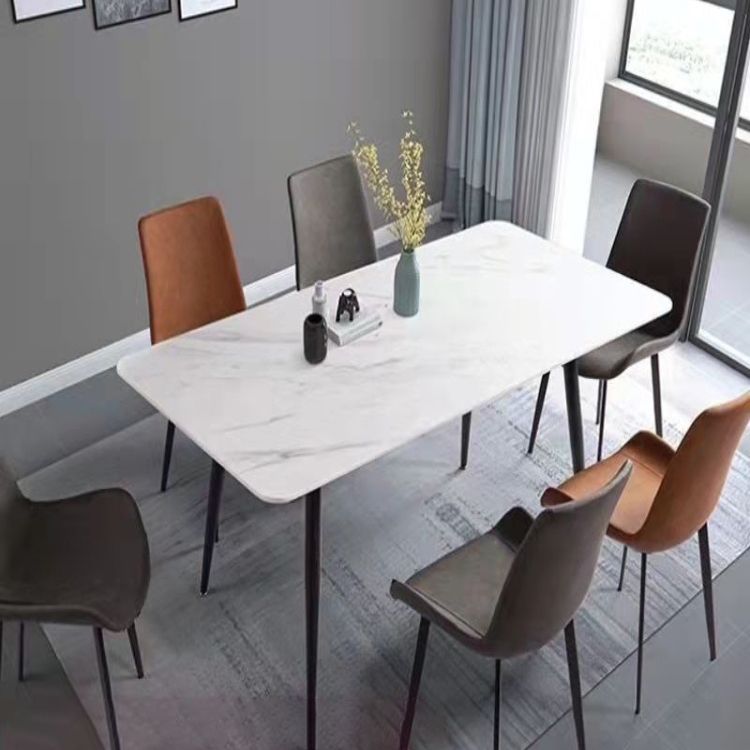 Industrial Style Home Sintered Stone Dining Table Rectangle Table with Metallic Base Clearhalo ' dining_table' 'Dining Tables & Seating' 'Dining Tables' 'furn' 'furn_dining_table' 'Furniture' 'furniture_dining_table' 'Kitchen & Dining Furniture' 'kitchen&dining_furn' 'kitchen' 'kitchen_dining_table' 1200x1200_501bb2fc-c784-43a5-8a1c-00dcbd7d6a97
