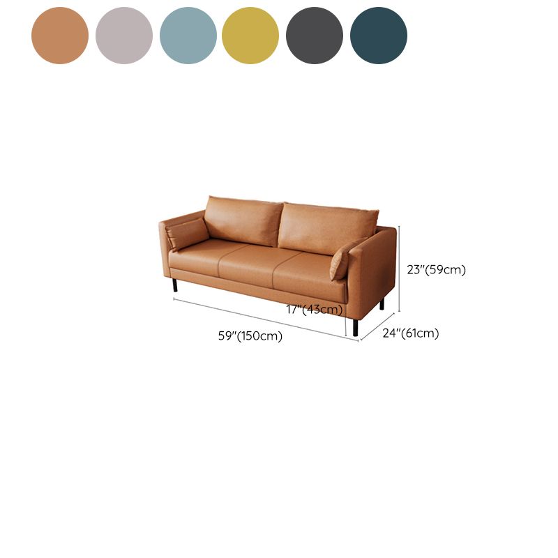 Skandinavisches Kunstledersofa mit 2 Kissen quadratischer Arm Wohnzimmer Sitzgelegenheiten