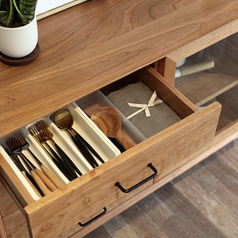 Wooden Storage Sideboard Modern Home Sideboard with Drawers and Sliding Door Clearhalo 'buffet_sideboard' 'Buffets & Sideboards' 'furn' 'furn_buffet_sideboard' 'Furniture' 'Kitchen & Dining Furniture' 1200x1200_501ca5ba-0991-4ff0-8074-7b5c4de47558