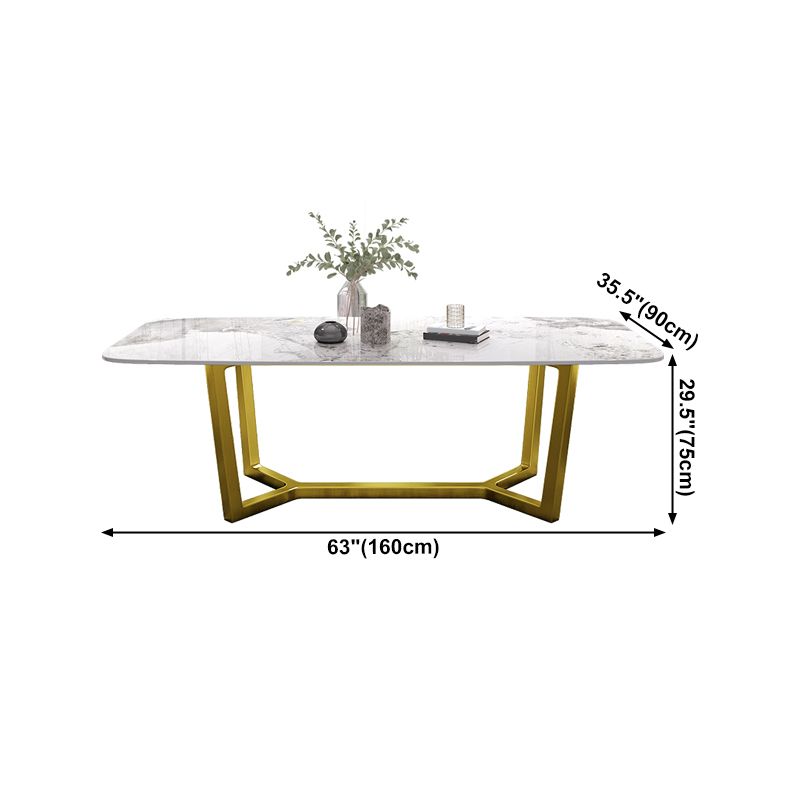 Traditional Luxury Dining Table Rectangle Sintered Stone Trestle Table with Gold Frame Clearhalo ' dining_table' 'Dining Tables & Seating' 'Dining Tables' 'furn' 'furn_dining_table' 'Furniture' 'furniture_dining_table' 'Kitchen & Dining Furniture' 'kitchen&dining_furn' 'kitchen' 'kitchen_dining_table' 1200x1200_501f50c0-bf15-42c3-b4cb-953f4a37fd1e