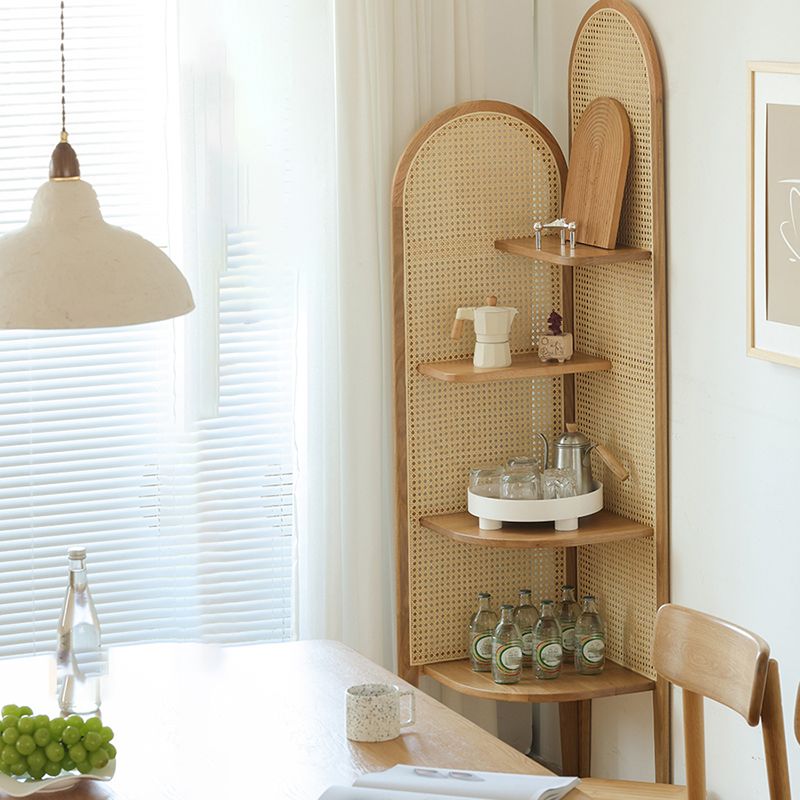 Hoek houten 4-laags plank hedendaagse boekenkast met planken