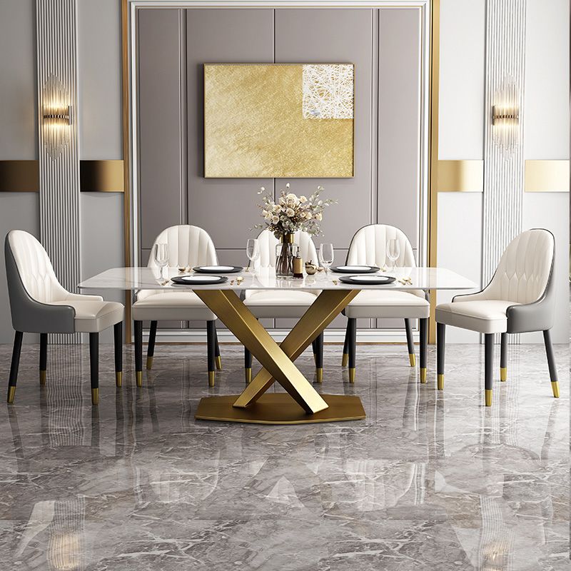 Sintered Stone Top Dining Table Rectangle Table with Gold Metal Pedestal Base Clearhalo ' dining_table' 'Dining Tables & Seating' 'Dining Tables' 'furn' 'furn_dining_table' 'Furniture' 'furniture_dining_table' 'Kitchen & Dining Furniture' 'kitchen&dining_furn' 'kitchen' 'kitchen_dining_table' 1200x1200_50238160-be59-4966-8f8e-fd3b93590e65