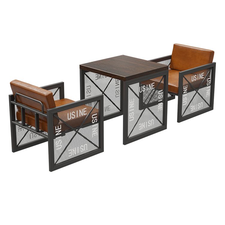 Industrial Style Dining Room Table Black Double Pedestal Table for Home Kitchen Dinner Clearhalo ' dining_table' 'Dining Tables & Seating' 'Dining Tables' 'furn' 'furn_dining_table' 'Furniture' 'furniture_dining_table' 'Kitchen & Dining Furniture' 'kitchen&dining_furn' 'kitchen' 'kitchen_dining_table' 1200x1200_5023aaa8-bc74-45da-bb23-94d27f161017