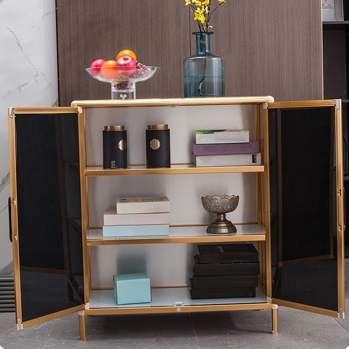 Glass Door Metal Sideboard Glam Buffet Server Cabinet with Storage for Kitchen Clearhalo 'buffet_sideboard' 'Buffets & Sideboards' 'furn' 'furn_buffet_sideboard' 'Furniture' 'furniture_buffet_sideboard' 'Kitchen & Dining Furniture' 1200x1200_5027b77e-2b28-46af-a4c8-9ba800a48d93